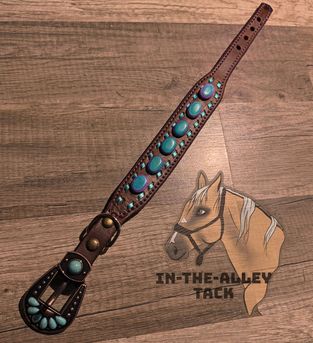 Turquoise/purple dog collar SMALL