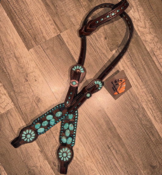 PRE ORDER turquoise stone headstall