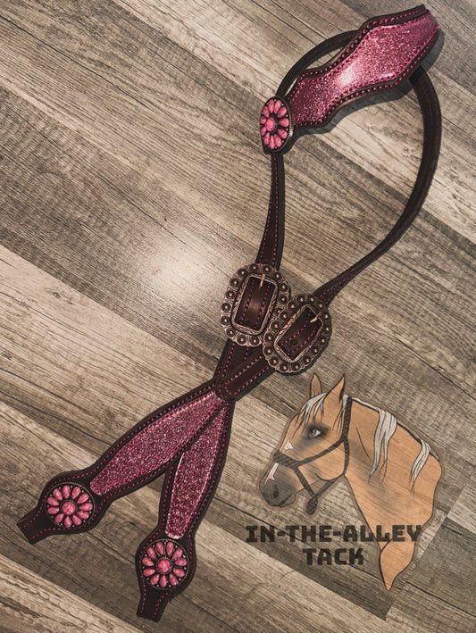 Pink concho Headstall