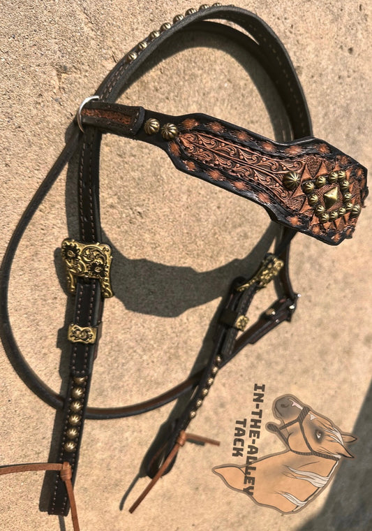 RTS - browband Headstall w/ brass accents